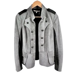 Vitrin Design Napoleon Style Jacket Sz M Mottled Gray Black Faux Leather Moto